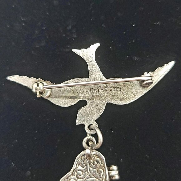 Vintage Sterling Silver Lady Fayre Swallow With Piano Brooch Bird, Detailed, EUC - Picture 3 of 4